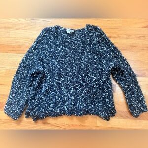 Simply Noelle Black Knit Plush Soft Boucle Pullover Sweater Cozy Sz S/M 8-10